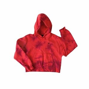 Womens JORDAN tie dye cropped fleece hoodie